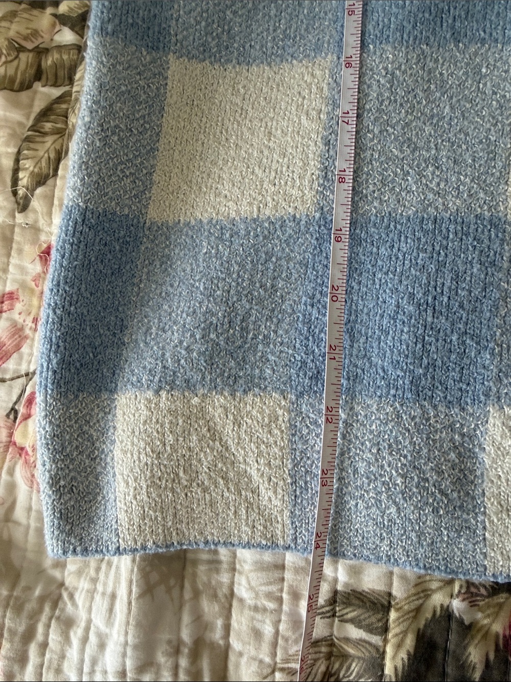 Christian Siriano Blue and White Buffalo Check Turtleneck Sweater - Picture 5 of 6